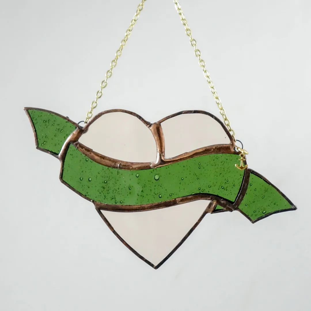 Heart And Banner Stained Glass Suncatcher photo 1