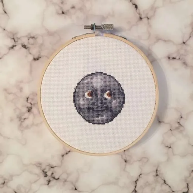 Moon Emoji Cross Stitch photo 1