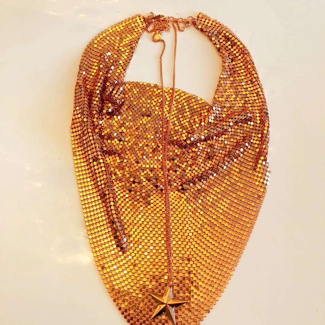 Paula Abdul Rose Gold Mesh Necklace New photo 1