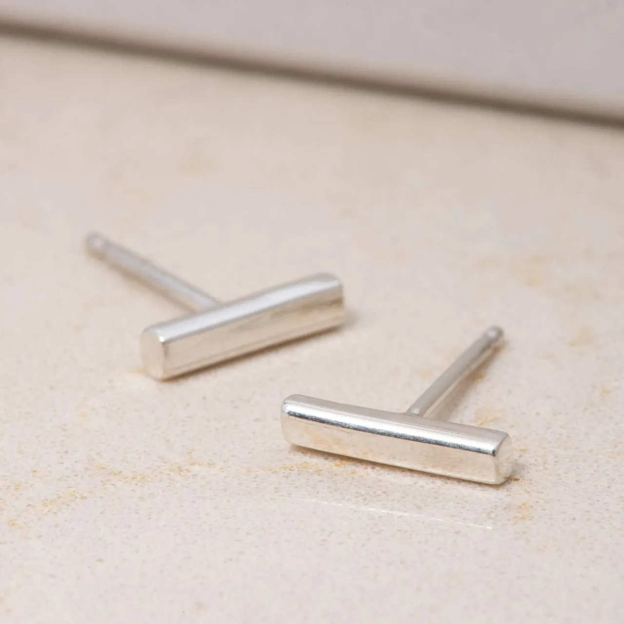 Rectangular Studs In Sterling Silver photo 1