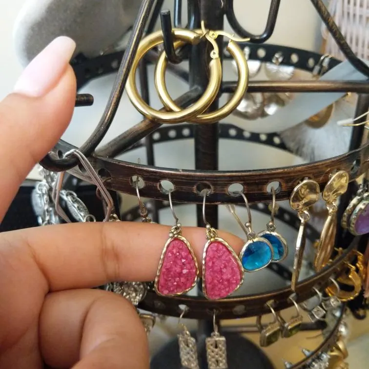 Pink Geode Style Earrings photo 1