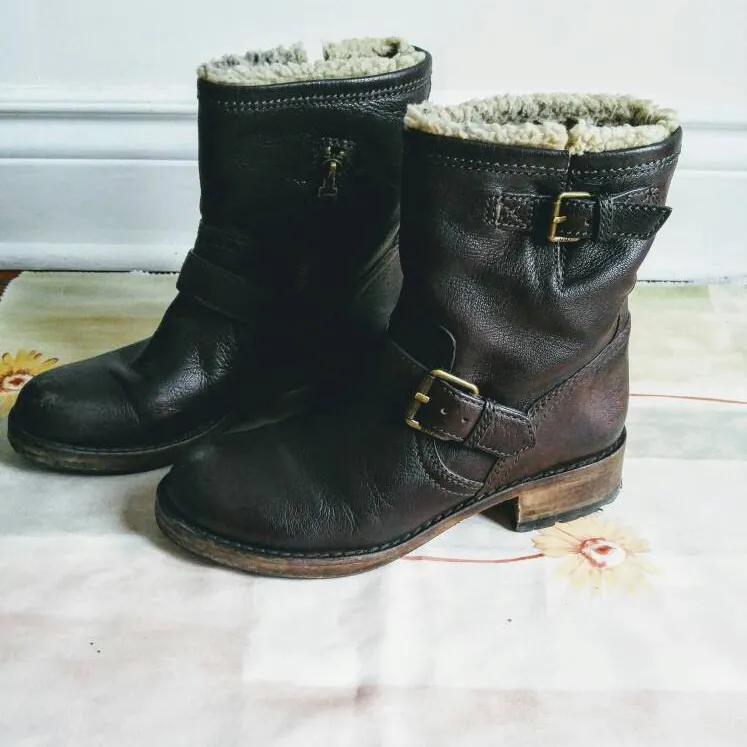 Marc By Marc Jacobs Leather & Shearling Motorcycle Boots photo 4