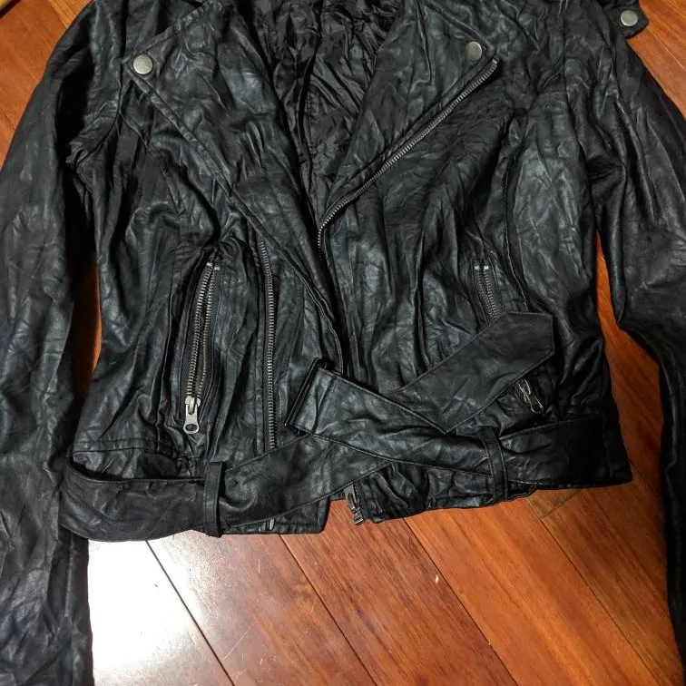 Black Cropped Pleather Jacket  - Small/Med photo 1