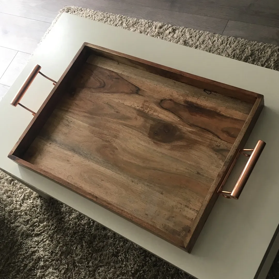 Wooden + Rose Gold Serving Tray photo 1