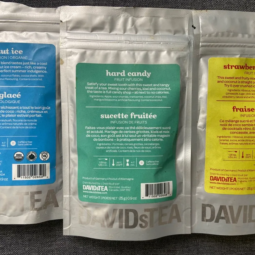 David’s Tea 3 Pack (coconut Ice,hard Candy, Strawberry Colada) photo 1
