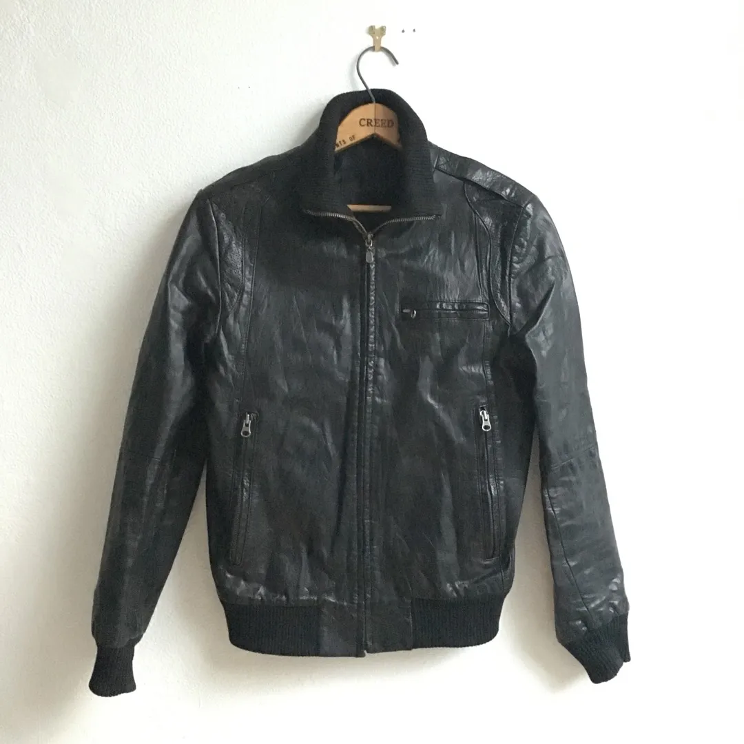 Zara Vegan Leather Bomber Jacket - Size 38(M) photo 1