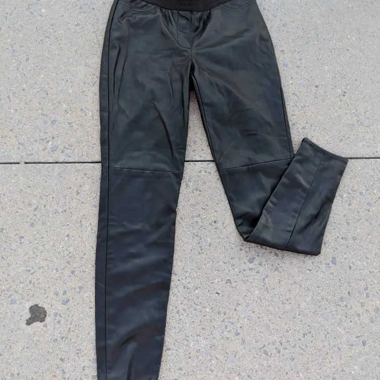Ann Taylor Black Imitation Leather Skinny Pants photo 3