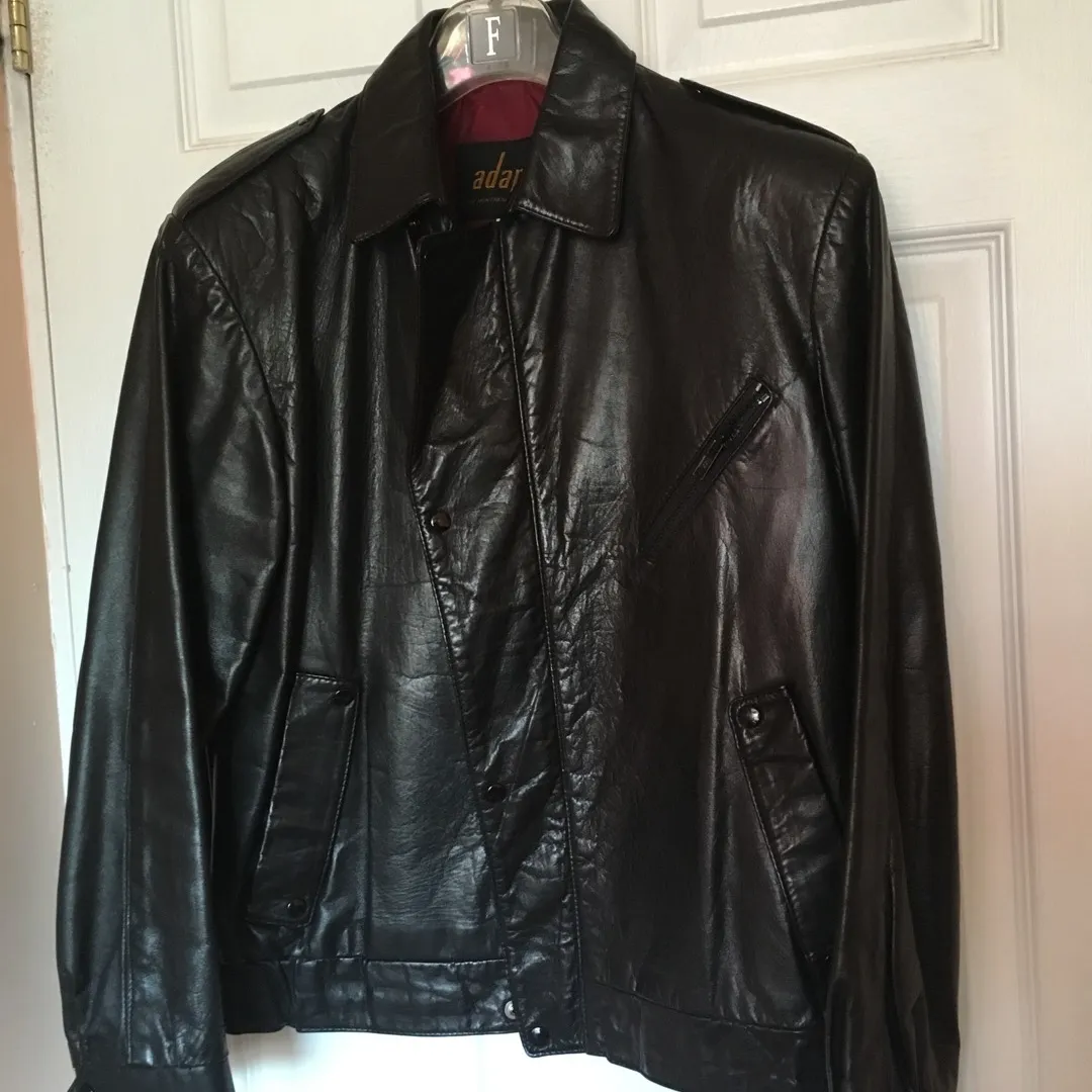Men’s Blk Leather Jacket photo 1