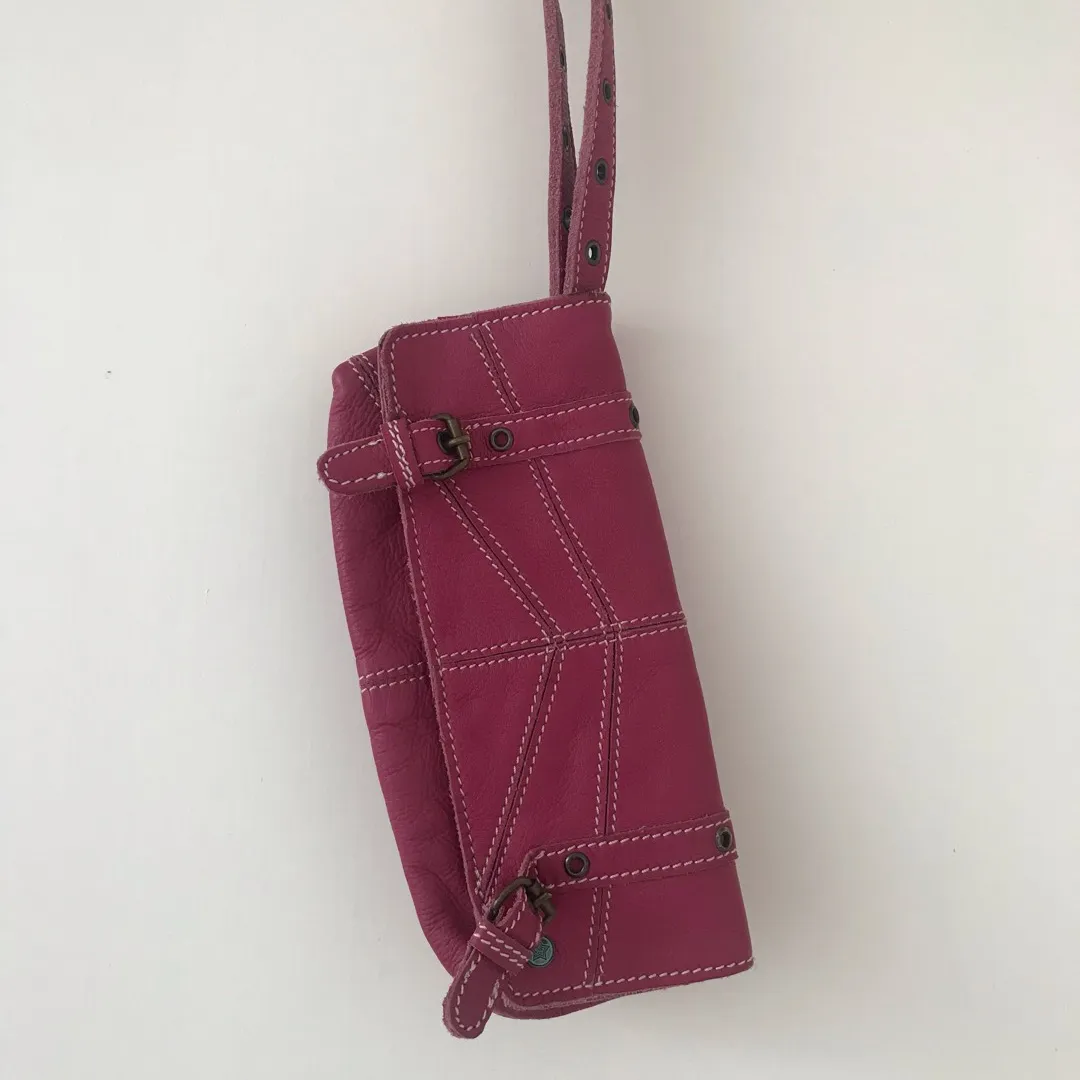 Vintage Pink Leather Clutch photo 1