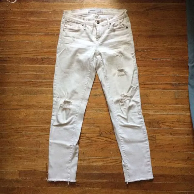 Distressed White Jeans photo 1