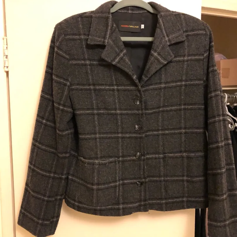 Plaid Wool Jacket, Size Large photo 1