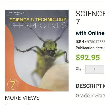 Science and Technology Perspectives Grade 7 Textbook photo 1