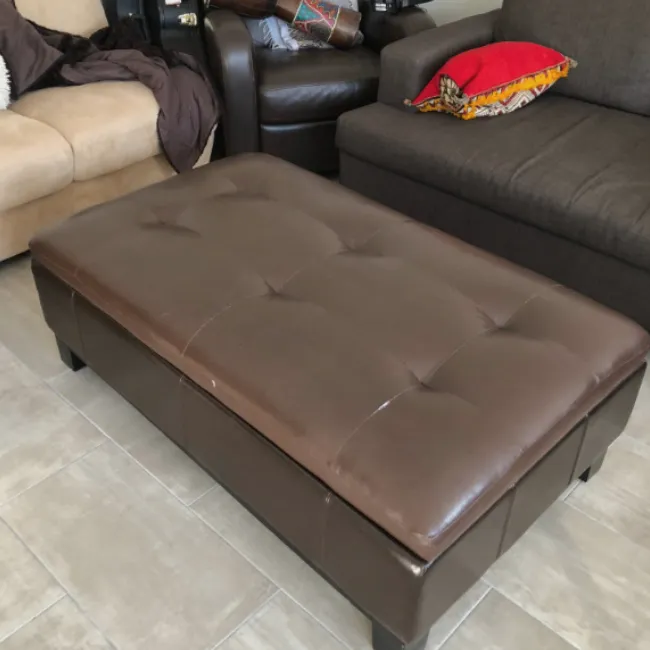 LEATHER OTTOMAN WITH STORAGE! photo 1