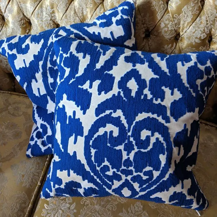 Navy Embroidered Pillows From Indigo photo 1