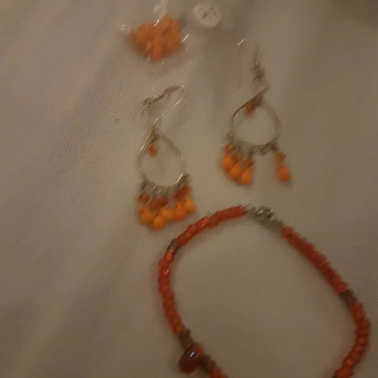 🦄FREE Beaded Orange Jewellery Set photo 5