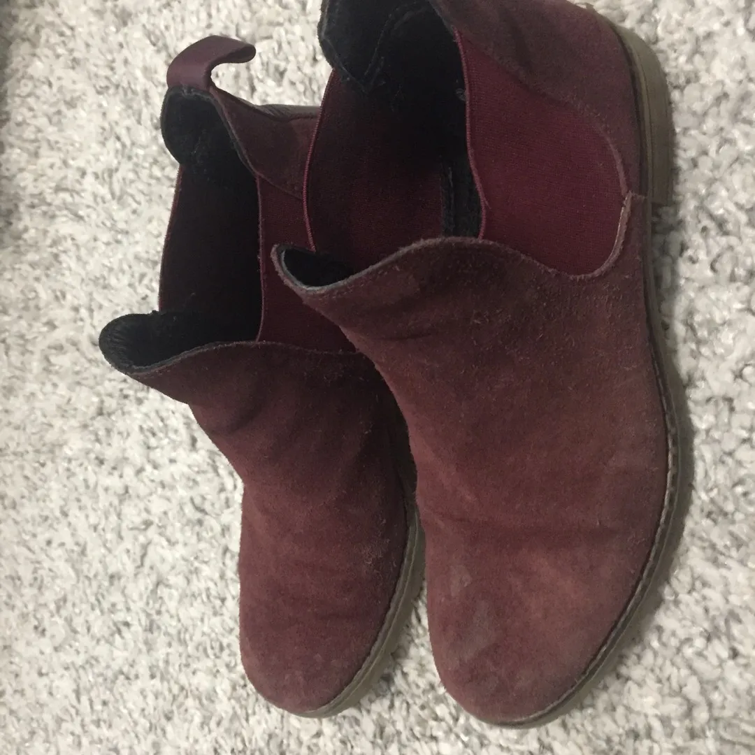 Burgundy Leather Ankle Boots -38 European photo 1
