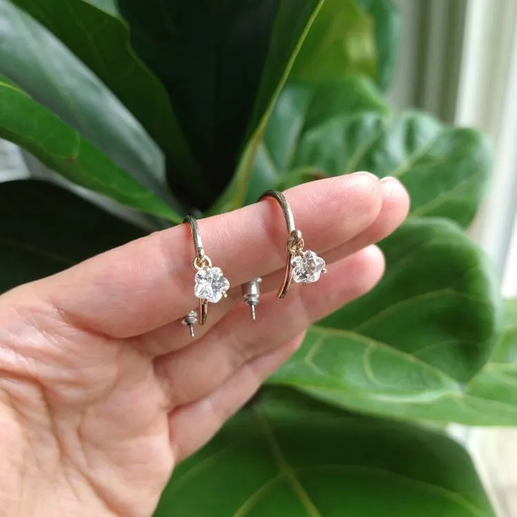 Dainty Hoops With Dangly Crystal Earrings photo 3