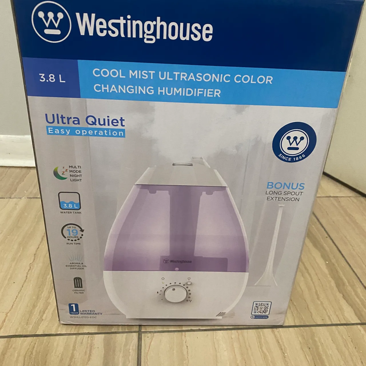 Westinghouse 3.8L Cool Mist Ultrasonic Color Changing Humidifier photo 1