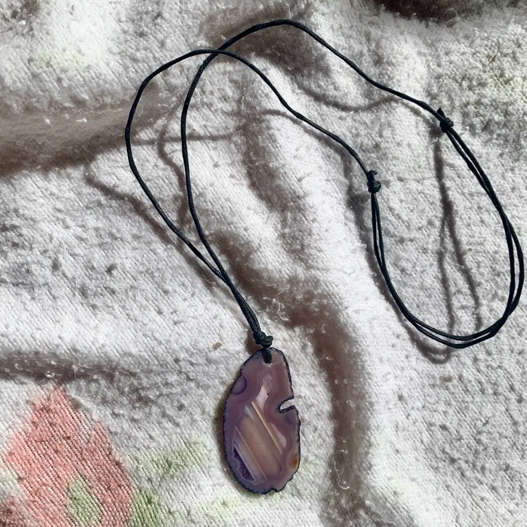 Purple-Auburn Gemstone Slice Necklace photo 1