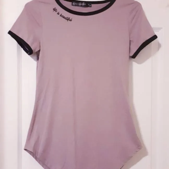 Lilac Tshirt With Navy Piping photo 1