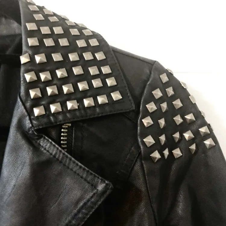 Black Studded Leather Jacket photo 3