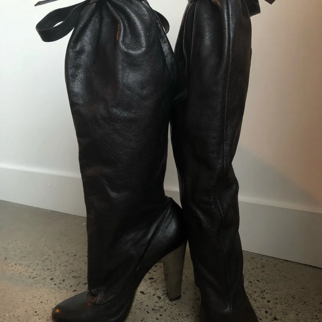 Marc by Marc Jacobs Black Leather Slouch Boots Size 6.5 photo 5