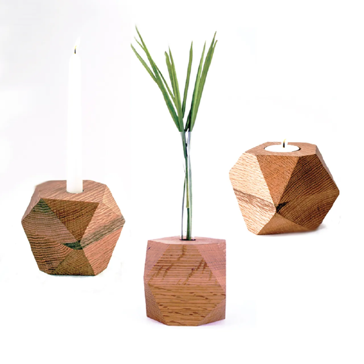 Double-sided Geometric Candle Holder + Bud Vase photo 1