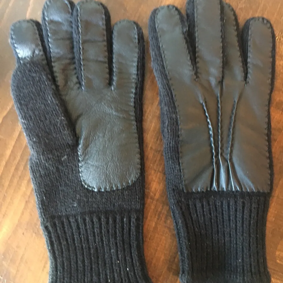 Brand New L/XL Men Gloves With Leather-black photo 1