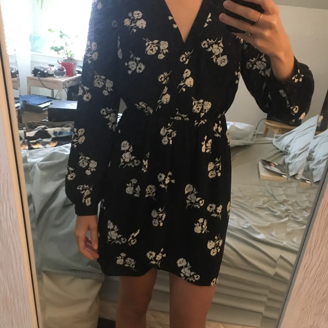 Floral Navy Wrap Dress - Small photo 1