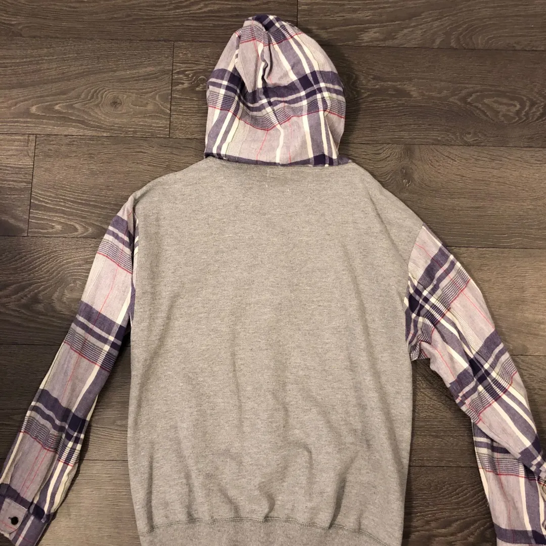 Furst Of A Kind Grey Zip Up With Plaid Sleeves photo 3