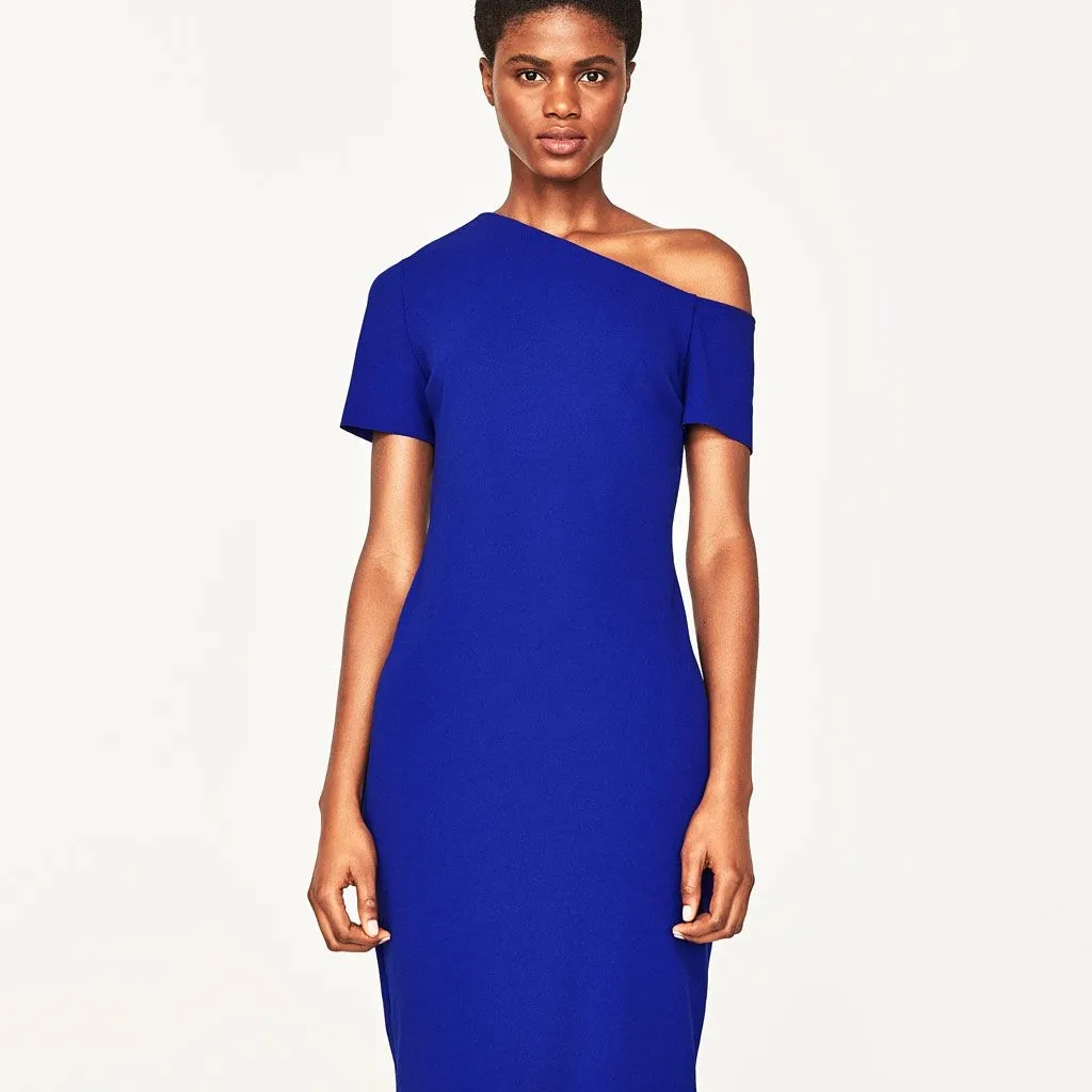 BNWT Blue Off The Shoulder Zara Dress photo 1