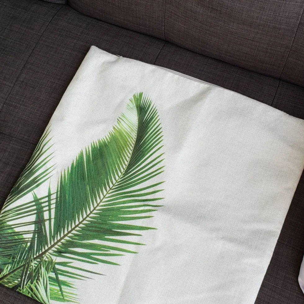 Palm Leaf Print Cushion Cover photo 1