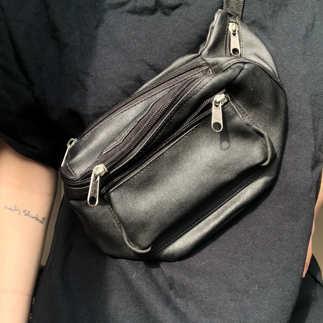 Classic Black Faux Leather Fanny Pack photo 1