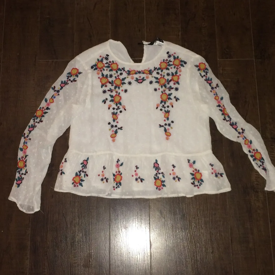 Zara embroidered blouse photo 1
