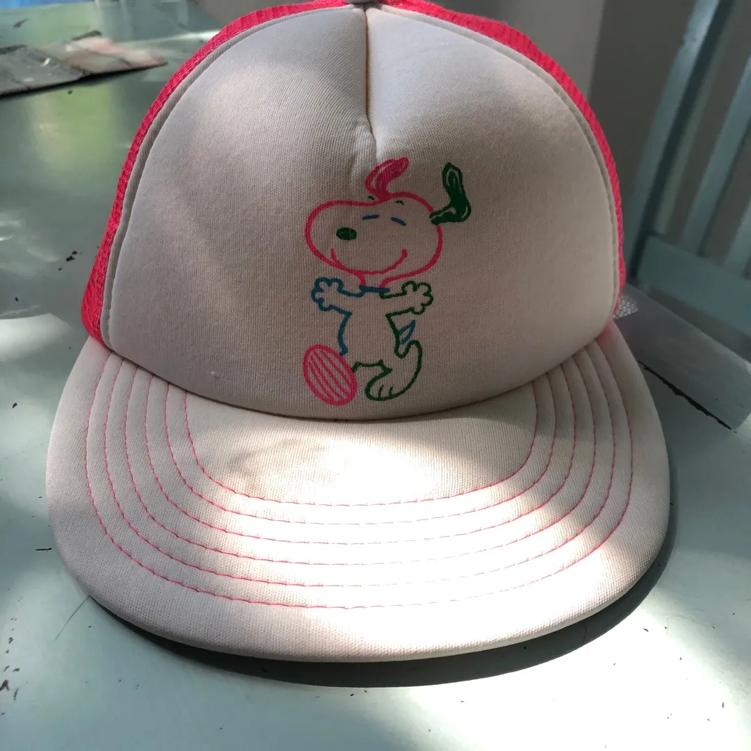 Vintage Snoopy Pink & White SnapBack Hat photo 1