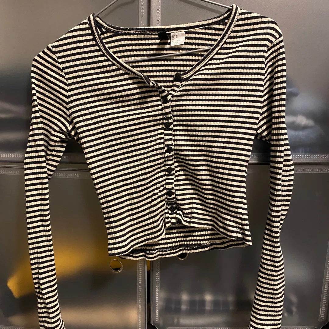 H&M Divided Stripe Crop Long Sleeve (S) photo 1