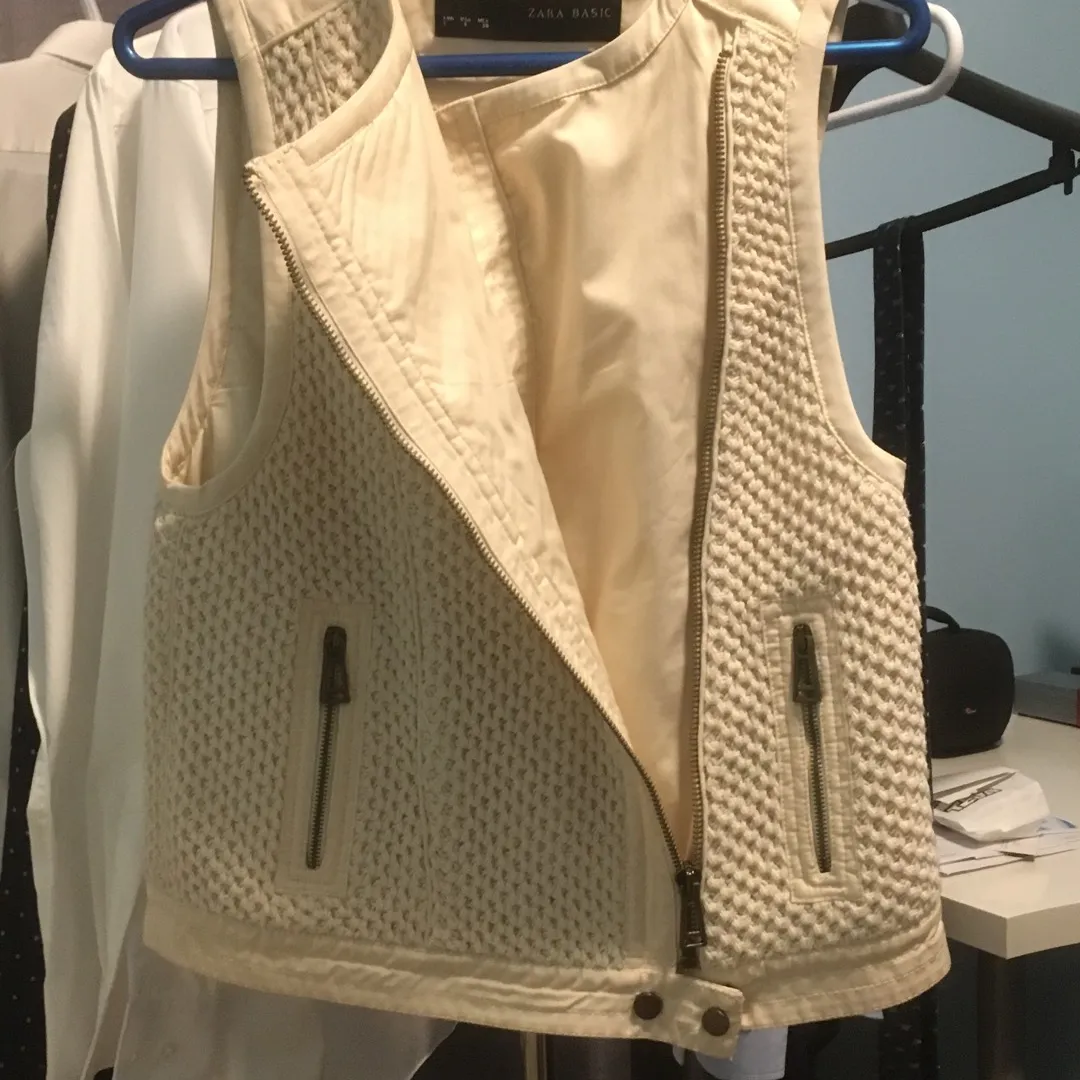 Zara Knit Oversized Moto Vest - Small photo 3