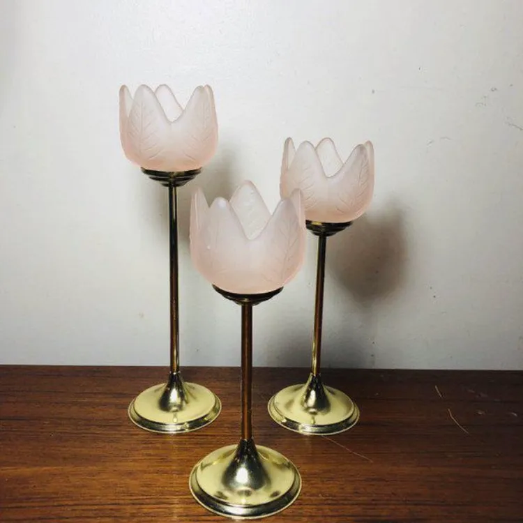 Tulip Brass Candle Holders photo 1
