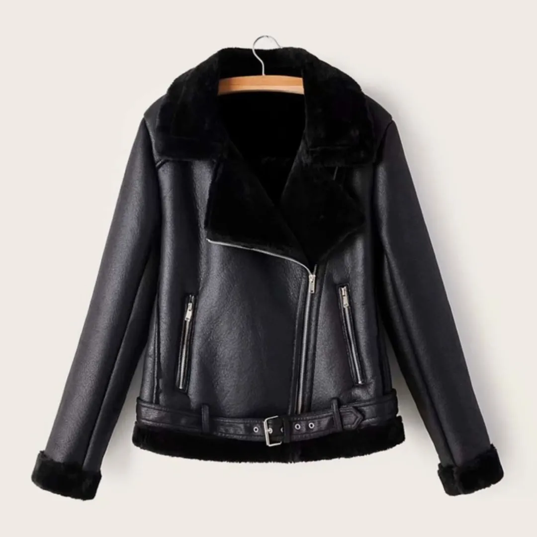 Faux Leather Fur Lined Jacket photo 1