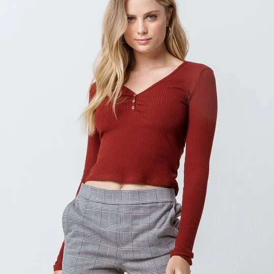 urban outfitters sky and sparrow ribbed maroon long sleeve photo 1