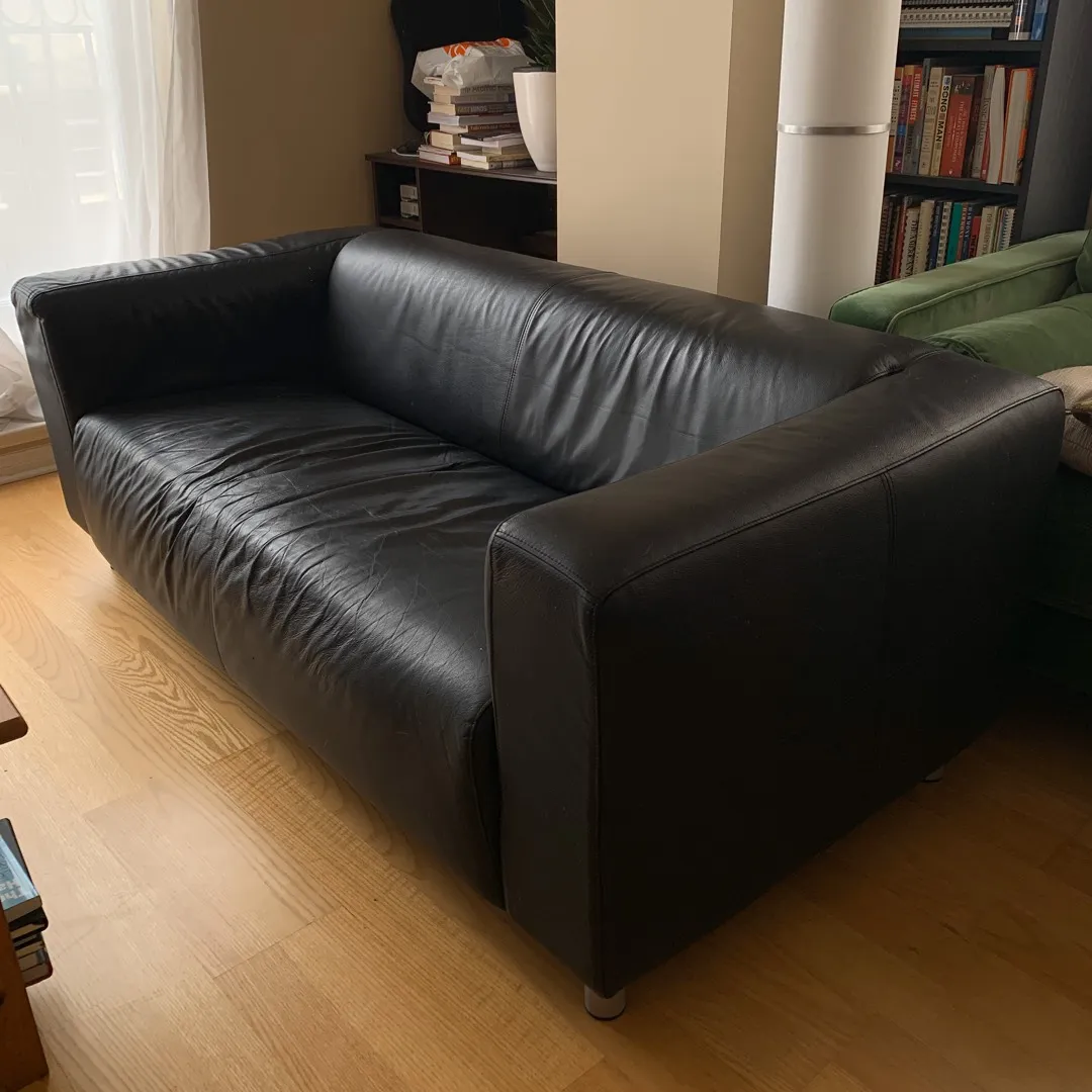 Small Leather IKEA Klippan Sofa photo 1