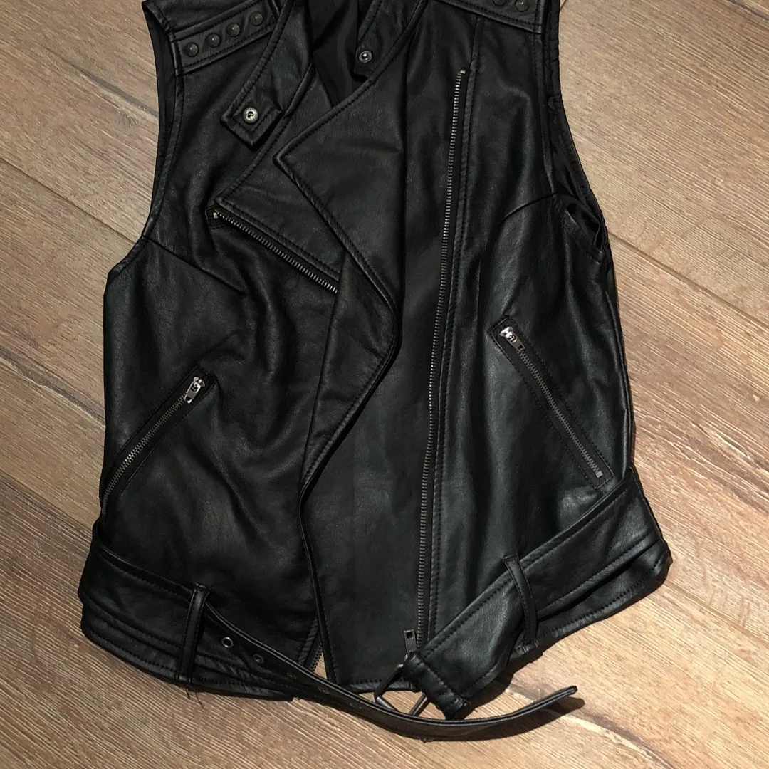 Forever 21 black faux leather vest photo 1