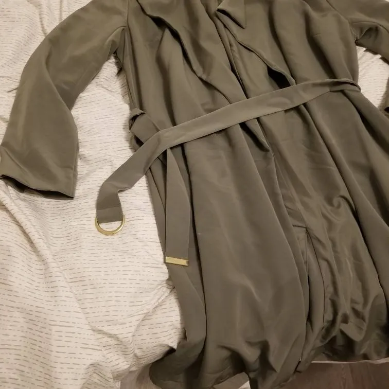 Olive Green Hm Trench, Size 8 photo 1