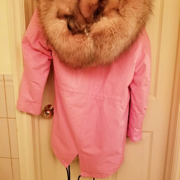 Fur lined pink parka xs photo 4