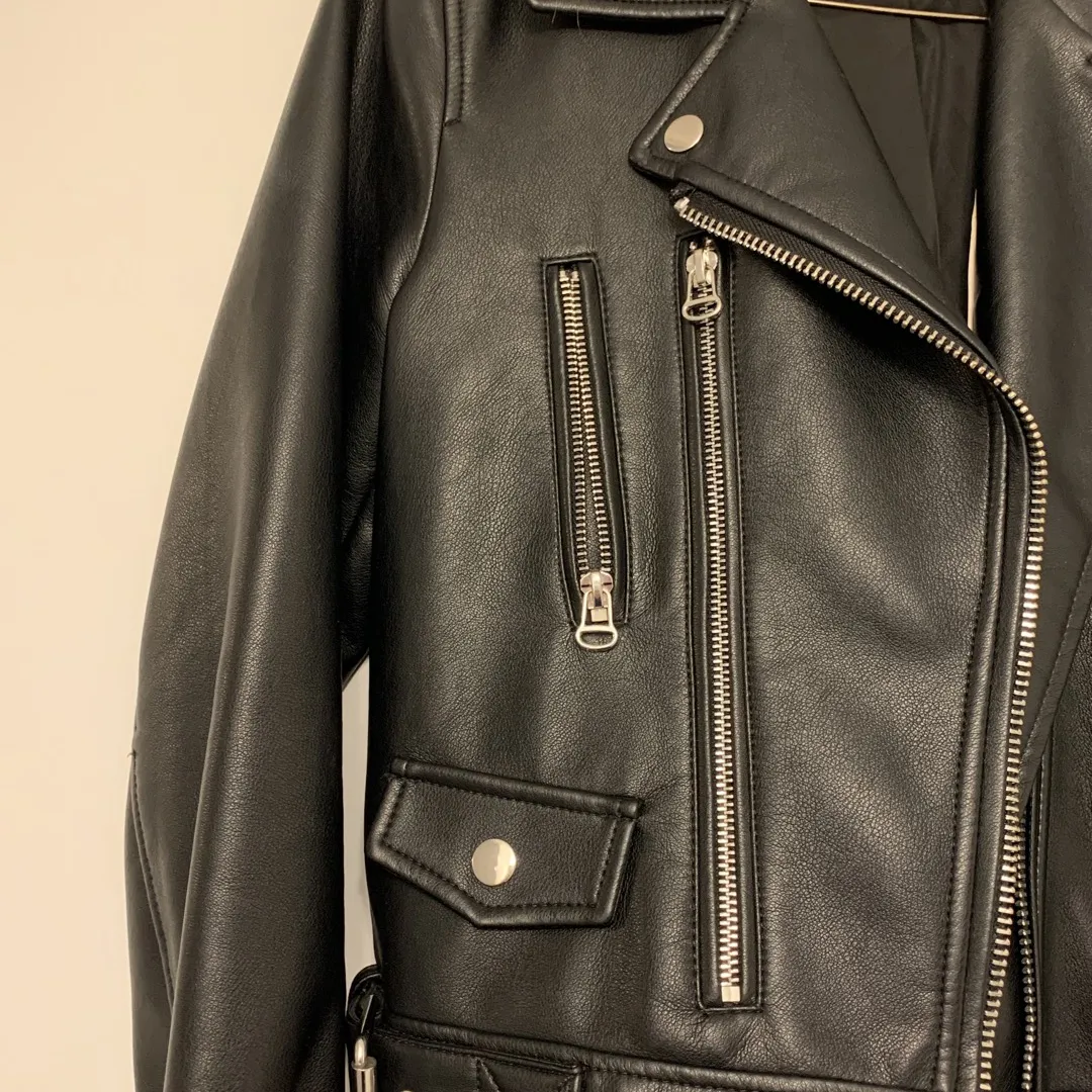 Zara Vegan Leather Jacket Size M photo 3