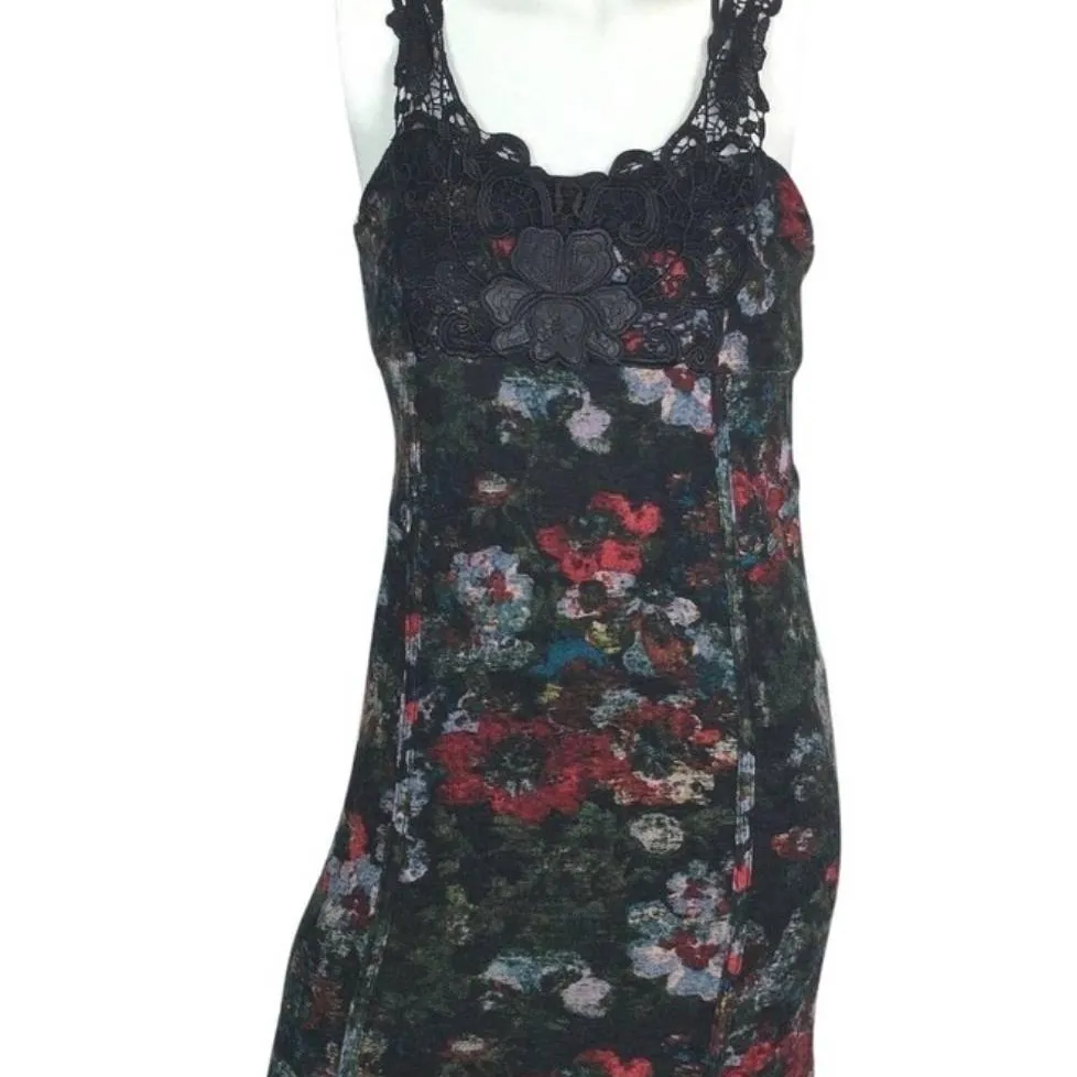 Black floral dress - size small / free people photo 1