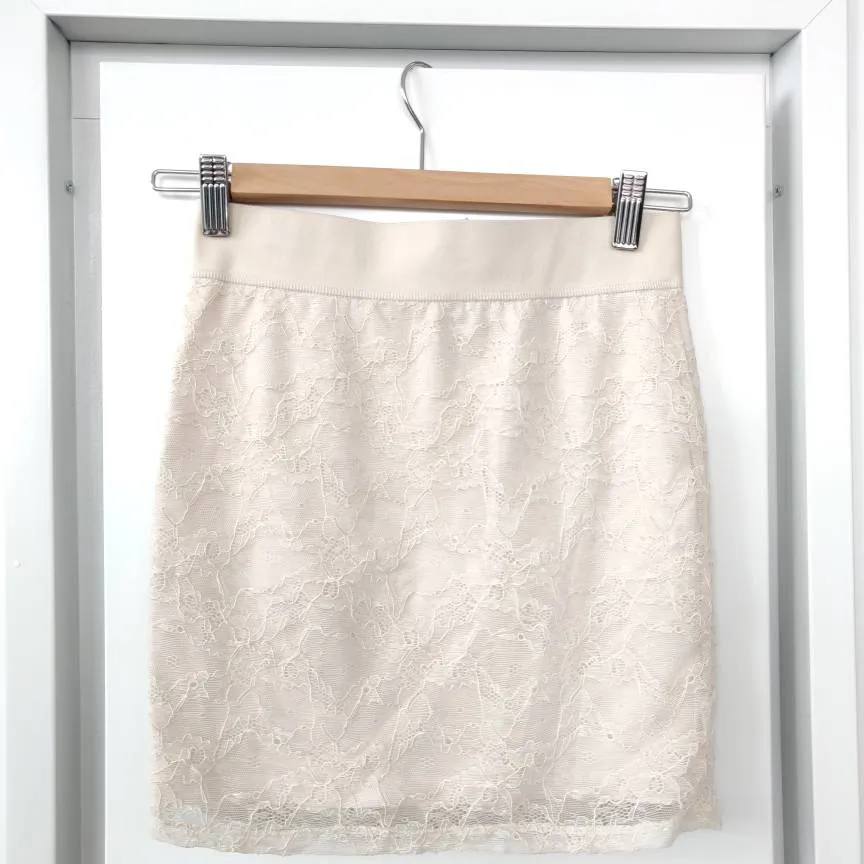 Beige Lace Bodycon Skirt photo 1