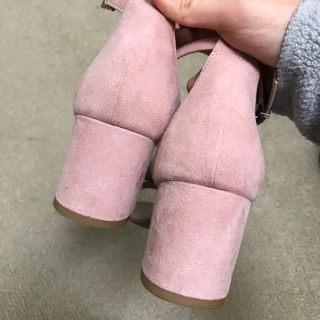 Nude Pink Block Heels photo 3