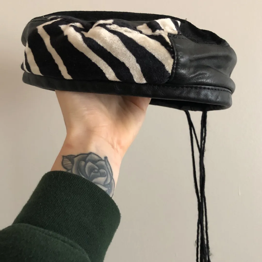 Leather, Suede And Zebra Print Hat photo 1