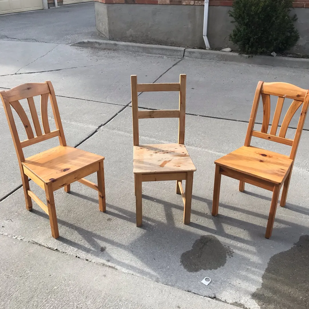 3 Wood IKEA Chairs photo 1